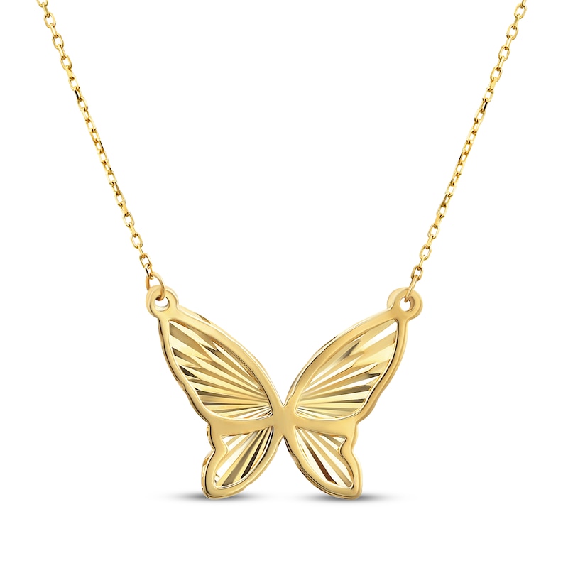 Main Image 1 of Butterfly Necklace 14K Yellow Gold 18"