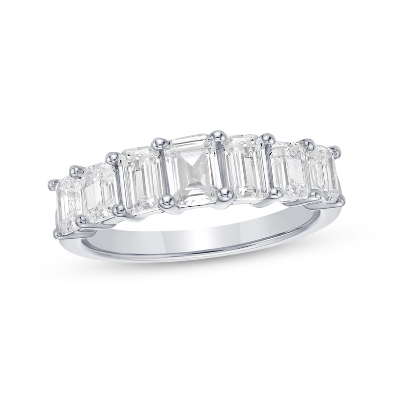 Main Image 1 of Adore Lab-Grown Diamonds Emerald-Cut Seven-Stone Anniversary Ring 2 ct tw 10K White Gold