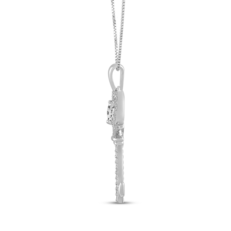 Main Image 2 of Heart-Shaped White Lab-Created Sapphire Key Necklace Sterling Silver 18"