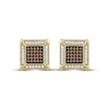 Thumbnail Image 2 of Men's Brown & White Diamond Square Stud Earrings 1/4 ct tw 10K Yellow Gold
