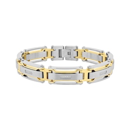 Men's Diamond Link Bracelet 1/6 ct tw Stainless Steel & Yellow Ion Plating 8.5"
