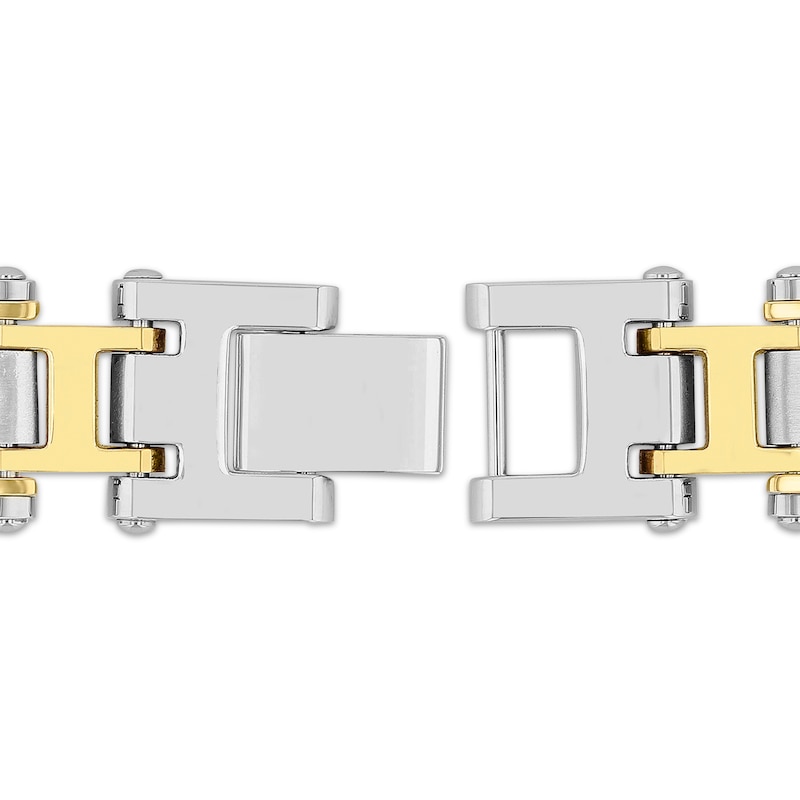 Main Image 3 of Men's Diamond Link Bracelet 1/6 ct tw Stainless Steel & Yellow Ion Plating 8.5"