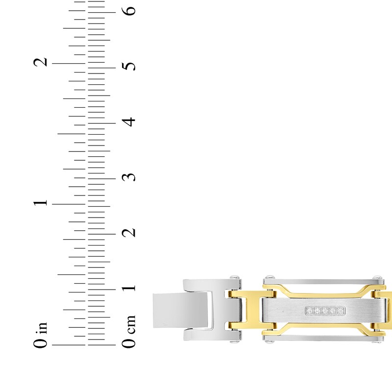 Main Image 4 of Men's Diamond Link Bracelet 1/6 ct tw Stainless Steel & Yellow Ion Plating 8.5"