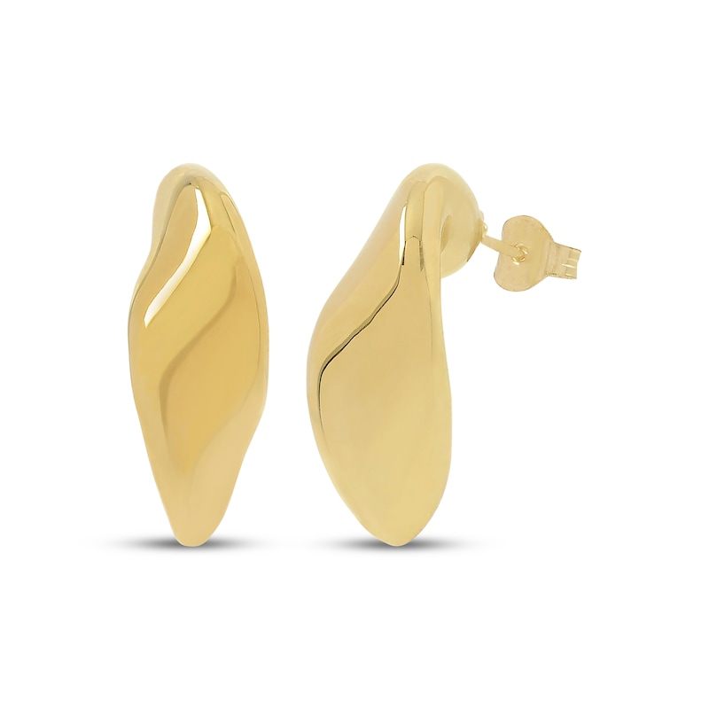 Main Image 1 of Sculpted Curve Earrings Hollow 14K Yellow Gold