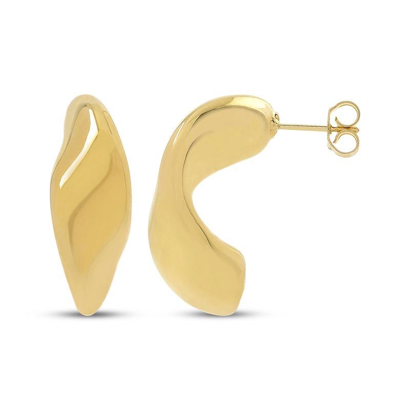 Main Image 3 of Sculpted Curve Earrings Hollow 14K Yellow Gold