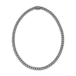 Men's Black Diamond Curb Chain Necklace 5-1/3 ct tw Black Rhodium-Plated Sterling Silver 22"