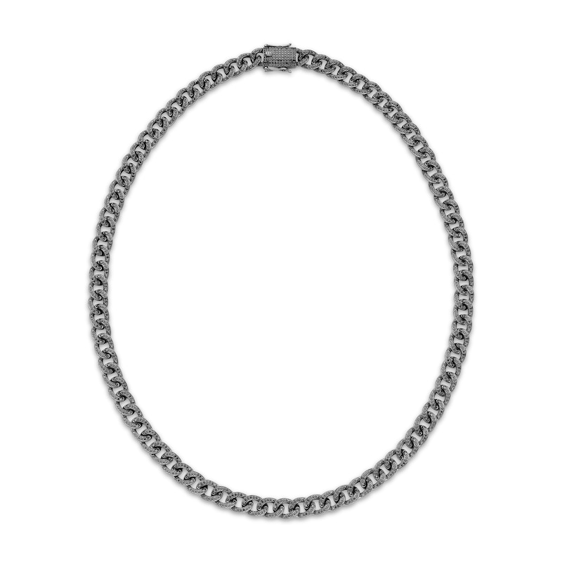 Main Image 1 of Men's Black Diamond Curb Chain Necklace 5-1/3 ct tw Black Rhodium-Plated Sterling Silver 22"