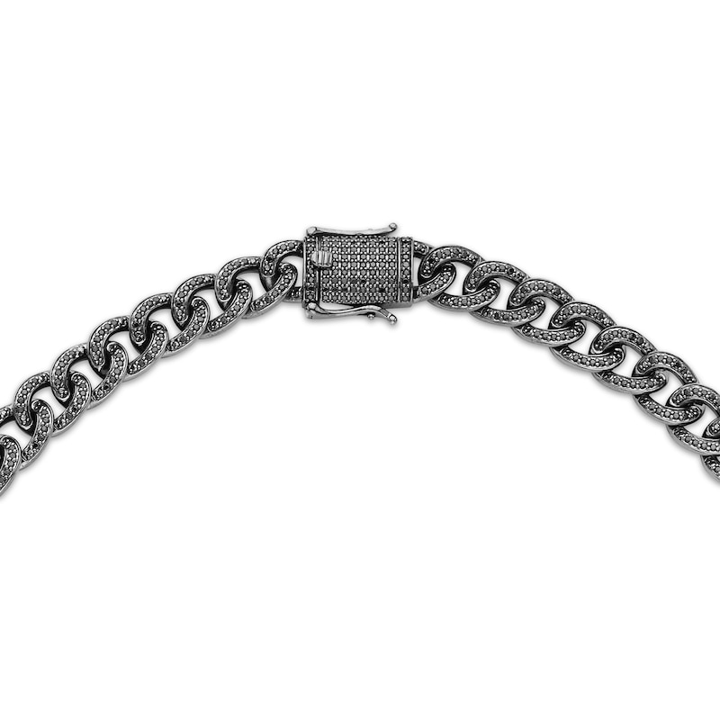 Main Image 3 of Men's Black Diamond Curb Chain Necklace 5-1/3 ct tw Black Rhodium-Plated Sterling Silver 22"