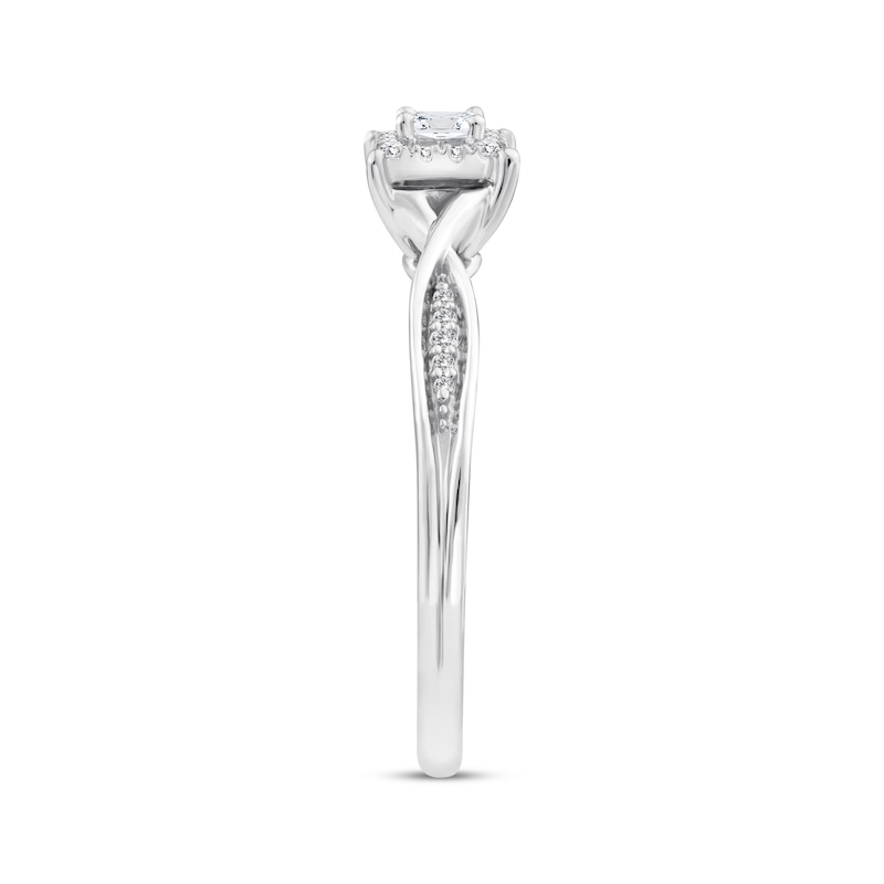Main Image 2 of KAY Lab-Grown Diamonds Princess-Cut Halo Promise Ring 1/5 ct tw Sterling Silver