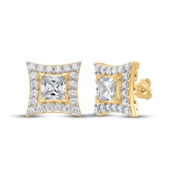 KAY Lab-Grown Diamonds Men's Concave Square Stud Earrings 3 ct tw 10K Yellow Gold