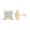 Thumbnail Image 3 of KAY Lab-Grown Diamonds Men's Concave Square Stud Earrings 3 ct tw 10K Yellow Gold