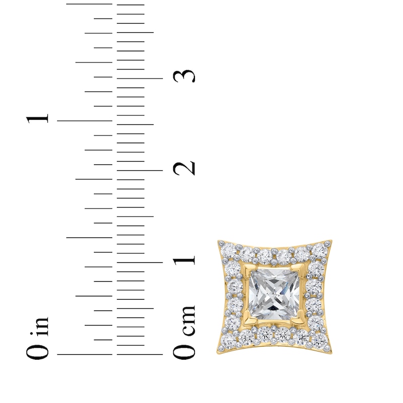 Main Image 5 of KAY Lab-Grown Diamonds Men's Concave Square Stud Earrings 3 ct tw 10K Yellow Gold