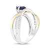 Thumbnail Image 2 of Cushion-Cut Blue Lab-Created Sapphire & White Lab-Created Sapphire Crossover Ring Sterling Silver & 10K Yellow Gold