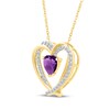 Thumbnail Image 2 of Heart-Shaped Amethyst & White Lab-Created Sapphire Interlocking Hearts Necklace 24K Yellow Gold Vermeil Sterling Silver 18"