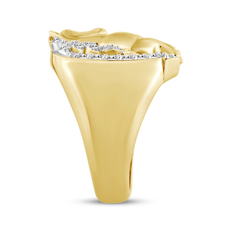 Main Image 2 of Men's Diamond Horse & Horseshoe Ring 1/2 ct tw 10K Yellow Gold