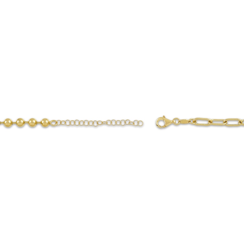 Main Image 3 of Bead & Paperclip Chain Half-and-Half Necklace 24K Yellow Gold Vermeil Sterling Silver 18"