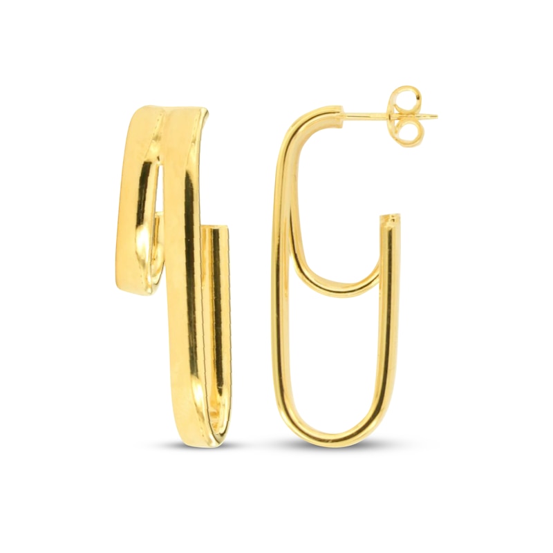 Main Image 3 of Split J-Hoop Earrings 24K Yellow Gold Vermeil Sterling Silver 34mm