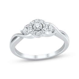Adore Round-Cut Diamond Halo Engagement Ring 1/5 ct tw 10K White Gold