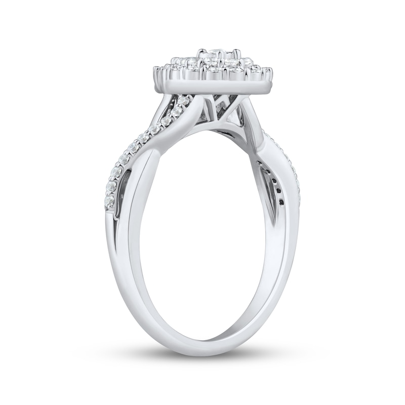 Main Image 2 of Adore Round-Cut Diamond Pear-Shaped Double Halo Engagement Ring 1/4 ct tw 10K White Gold