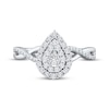 Thumbnail Image 3 of Adore Round-Cut Diamond Pear-Shaped Double Halo Engagement Ring 1/4 ct tw 10K White Gold