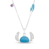 Thumbnail Image 1 of Disney Treasures Lilo & Stitch Amethyst, Diamond & Blue Enamel Necklace 1/10 ct tw Sterling Silver 18"