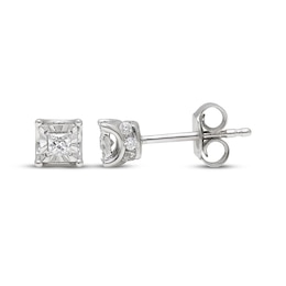 Radiant Reflections Princess-Cut Diamond Solitaire Plus Stud Earrings 1/3 ct tw Sterling Silver (J/I3)