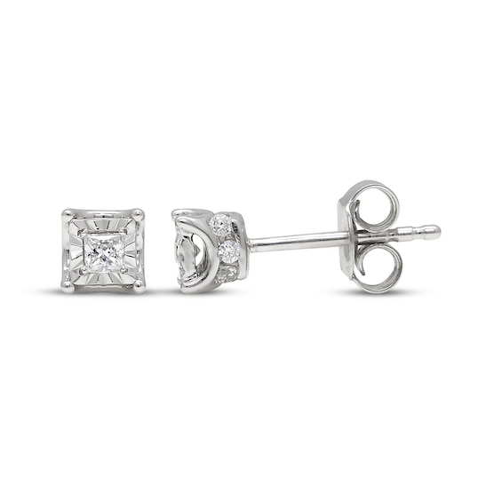 Radiant Reflections Princess-Cut Diamond Solitaire Plus Stud Earrings 1/3 ct tw Sterling Silver (J/I3)