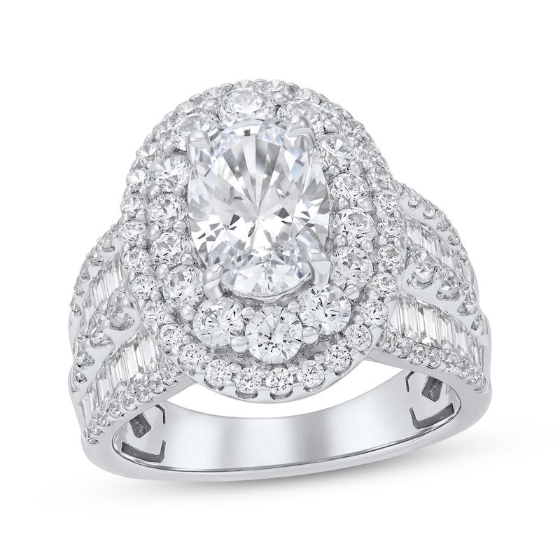 Main Image 1 of Adore Lab-Grown Diamonds Oval-Cut Double Halo Engagement Ring 5 ct tw 14K White Gold