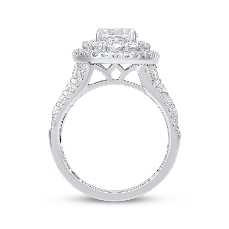 Main Image 3 of Adore Lab-Grown Diamonds Oval-Cut Double Halo Engagement Ring 5 ct tw 14K White Gold