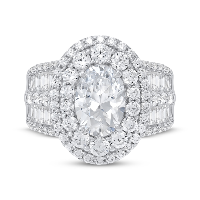 Main Image 4 of Adore Lab-Grown Diamonds Oval-Cut Double Halo Engagement Ring 5 ct tw 14K White Gold