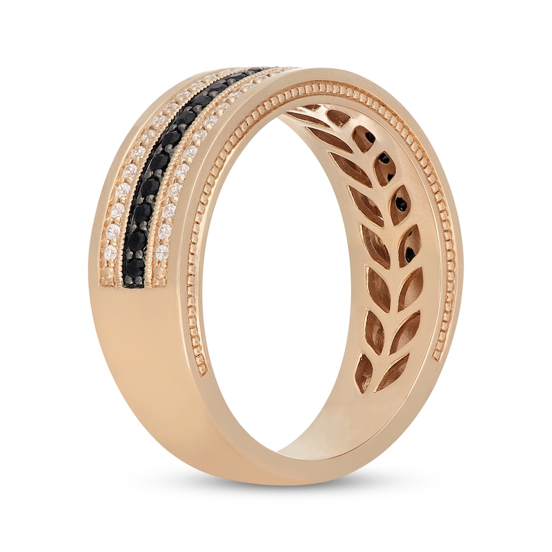 Main Image 2 of Neil Lane Men's Black & White Diamond Three-Row Wedding Band 1/2 ct tw 14K Yellow Gold