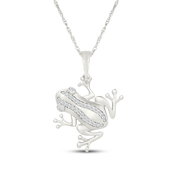Diamond Frog Necklace 1/8 ct tw Sterling Silver 18"