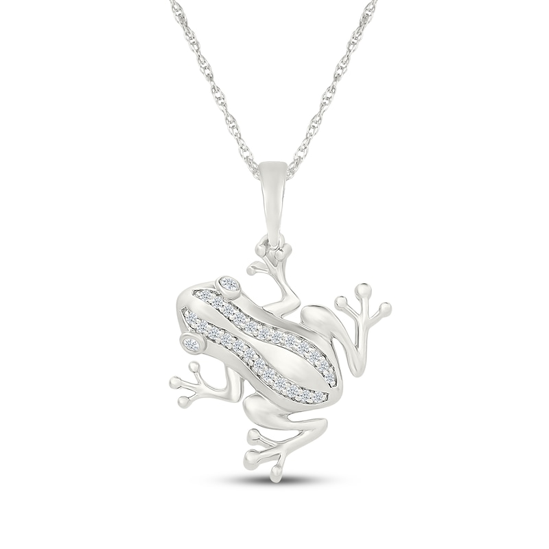 Main Image 1 of Diamond Frog Necklace 1/8 ct tw Sterling Silver 18"