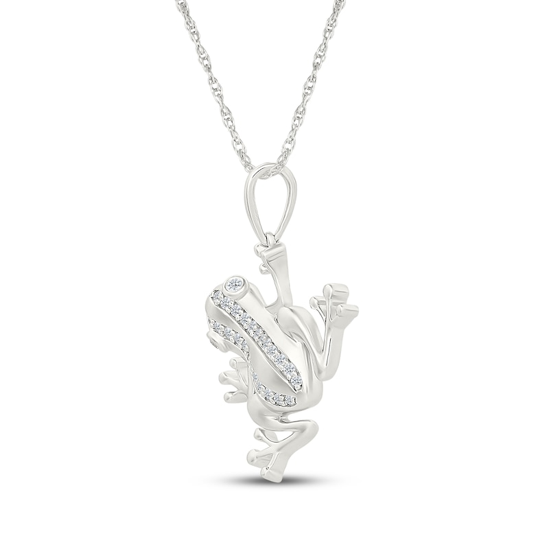 Main Image 2 of Diamond Frog Necklace 1/8 ct tw Sterling Silver 18"