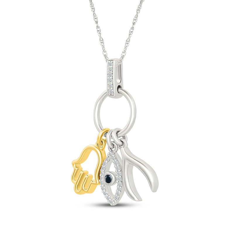 Main Image 2 of Diamond Lucky Charm Necklace 1/10 ct tw Sterling Silver & 10K Yellow Gold 18"