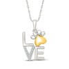 Thumbnail Image 1 of Diamond "Love" Paw Print Necklace 1/20 ct tw Sterling Silver & 10K Yellow Gold 18"