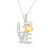 Thumbnail Image 2 of Diamond "Love" Paw Print Necklace 1/20 ct tw Sterling Silver & 10K Yellow Gold 18"