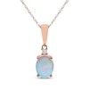 Thumbnail Image 1 of Oval-Cut Opal & Diamond Accent Necklace 10K Rose Gold 18"