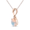 Thumbnail Image 2 of Oval-Cut Opal & Diamond Accent Necklace 10K Rose Gold 18"