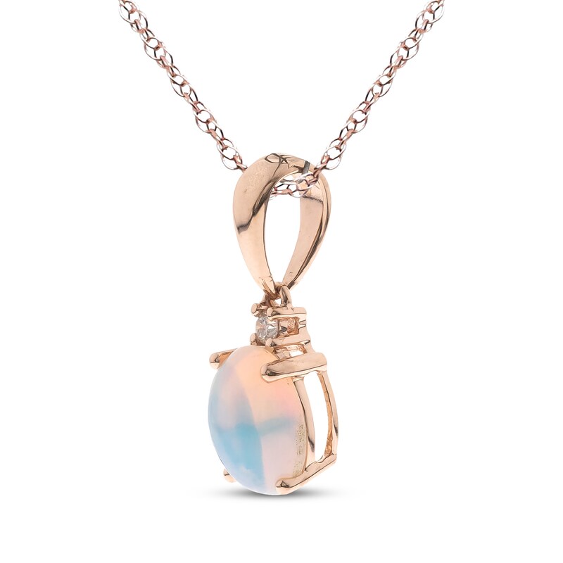 Main Image 2 of Oval-Cut Opal & Diamond Accent Necklace 10K Rose Gold 18"