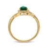 Thumbnail Image 2 of Pear-Shaped Natural Emerald & Diamond Halo Ring 1/5 ct tw 10K Yellow Gold