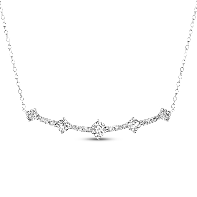 Main Image 1 of Milestones Lab-Grown Diamond Station Necklace 1 ct tw 10K White Gold 18"
