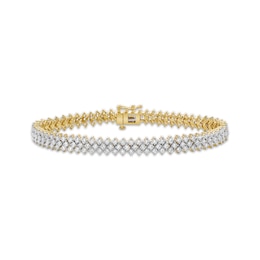 Diamond Three-Row Bracelet 5 ct tw 14K Yellow Gold 7"
