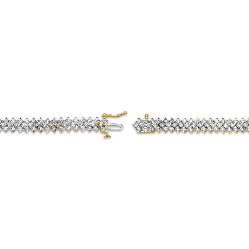 Main Image 3 of Diamond Three-Row Bracelet 5 ct tw 14K Yellow Gold 7"