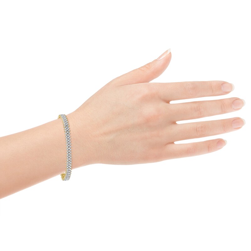 Main Image 4 of Diamond Three-Row Bracelet 5 ct tw 14K Yellow Gold 7"