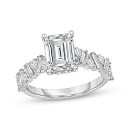 Adore Lab-Grown Diamonds Certified Emerald-Cut Scatter Band Engagement Ring 3-1/2 ct tw 14K White Gold