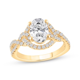 Adore Lab-Grown Diamonds Certified Oval-Cut Halo Engagement Ring 2 ct tw 14K Yellow Gold