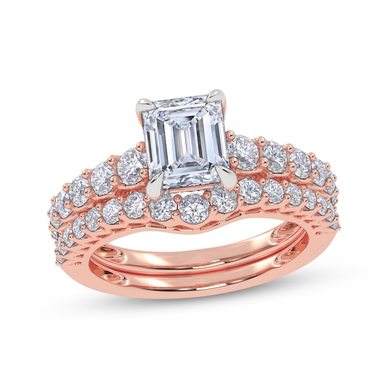 Adore Lab-Grown Diamonds Certified Emerald-Cut Bridal Set 2 ct tw 14K Rose Gold