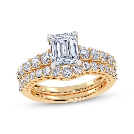 Adore Lab-Grown Diamonds Certified Emerald-Cut Bridal Set 2 ct tw 14K Yellow Gold