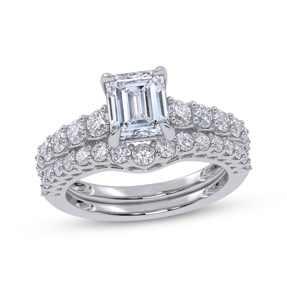 Adore Lab-Grown Diamonds Certified Emerald-Cut Bridal Set 2 ct tw 14K White Gold
